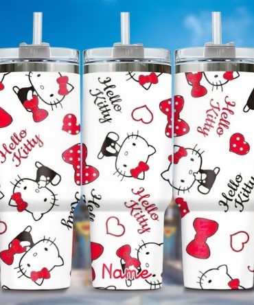 Hello Kitty Cartoon Custom Stanley Quencher 40Oz Stainless Steel Tumbler With Handle