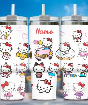 Hello Kitty Cartoon Custom Stanley Quencher 40Oz Stainless Steel Tumbler With Handle