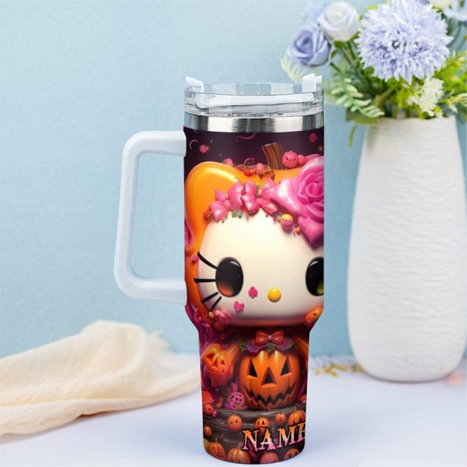 Hello Kitty Cartoon Custom Stanley Quencher 40Oz Stainless Steel Tumbler With Handle - Image 3