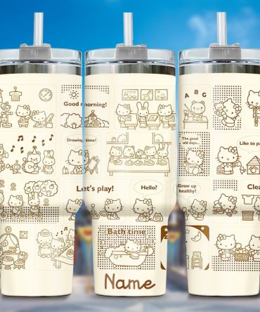 Hello Kitty Cartoon Custom Stanley Quencher 40Oz Stainless Steel Tumbler With Handle