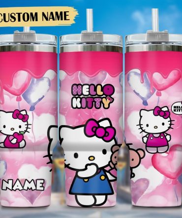 Hello Kitty Cartoon Custom Stanley Quencher 40Oz Stainless Steel Tumbler With Handle