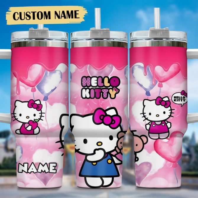 Hello Kitty Cartoon Custom Stanley Quencher 40Oz Stainless Steel Tumbler With Handle
