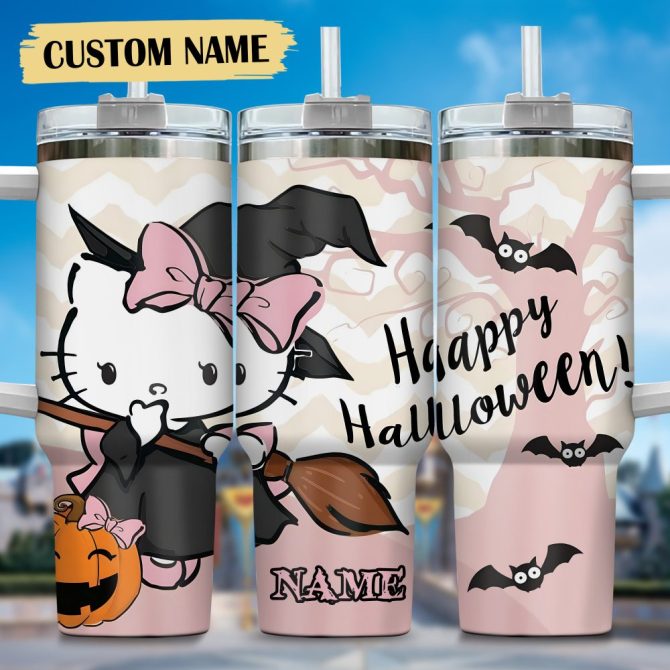 Hello Kitty Cartoon Custom Stanley Quencher 40Oz Stainless Steel Tumbler With Handle