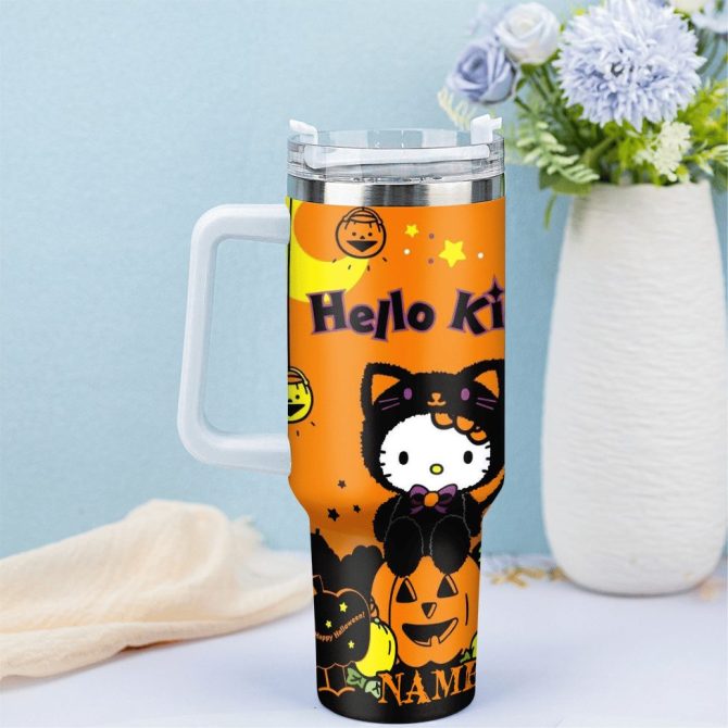Hello Kitty Cartoon Custom Stanley Quencher 40Oz Stainless Steel Tumbler With Handle - Image 3
