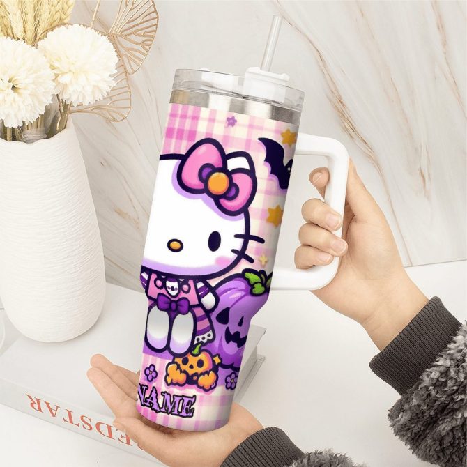 Hello Kitty Cartoon Custom Stanley Quencher 40Oz Stainless Steel Tumbler With Handle - Image 2