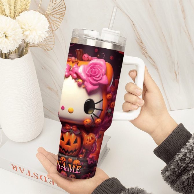 Hello Kitty Cartoon Custom Stanley Quencher 40Oz Stainless Steel Tumbler With Handle - Image 2