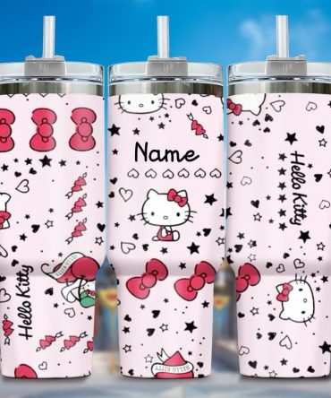 Hello Kitty Cartoon Custom Stanley Quencher 40Oz Stainless Steel Tumbler With Handle