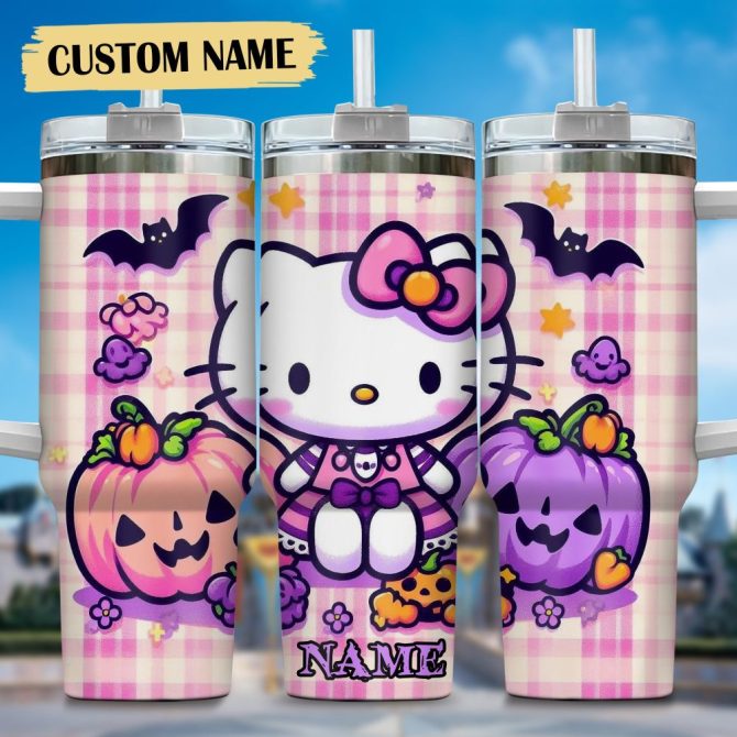 Hello Kitty Cartoon Custom Stanley Quencher 40Oz Stainless Steel Tumbler With Handle