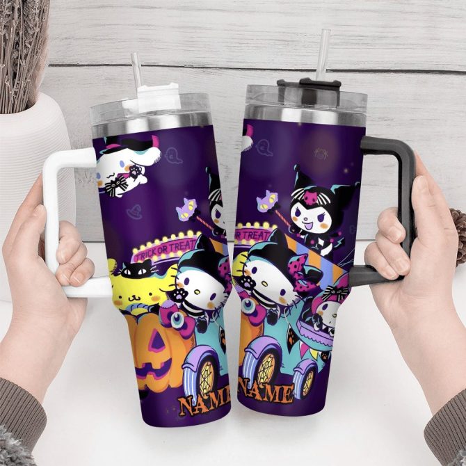Hello Kitty Cartoon Custom Stanley Quencher 40Oz Stainless Steel Tumbler With Handle - Image 4