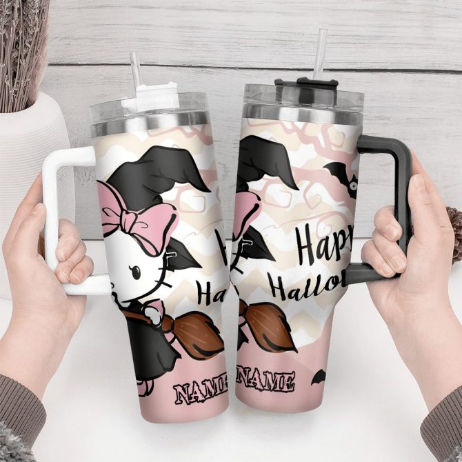 Hello Kitty Cartoon Custom Stanley Quencher 40Oz Stainless Steel Tumbler With Handle - Image 4