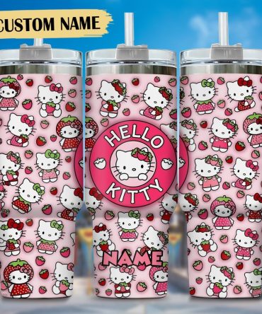 Hello Kitty Cartoon Custom Stanley Quencher 40Oz Stainless Steel Tumbler With Handle