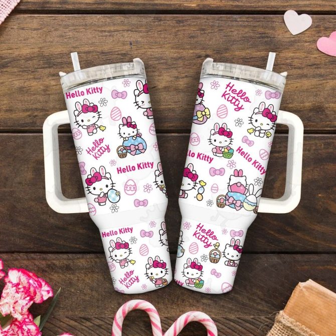 Hello Kitty Cartoon Custom Stanley Quencher 40Oz Stainless Steel Tumbler - Image 4