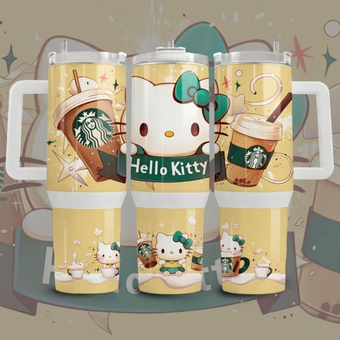 Hello Kitty Cartoon Custom Stanley Quencher 40Oz Stainless Steel Tumbler - Image 2