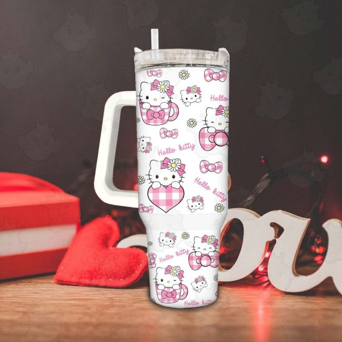 Hello Kitty Cartoon Custom Stanley Quencher 40Oz Stainless Steel Tumbler - Image 4