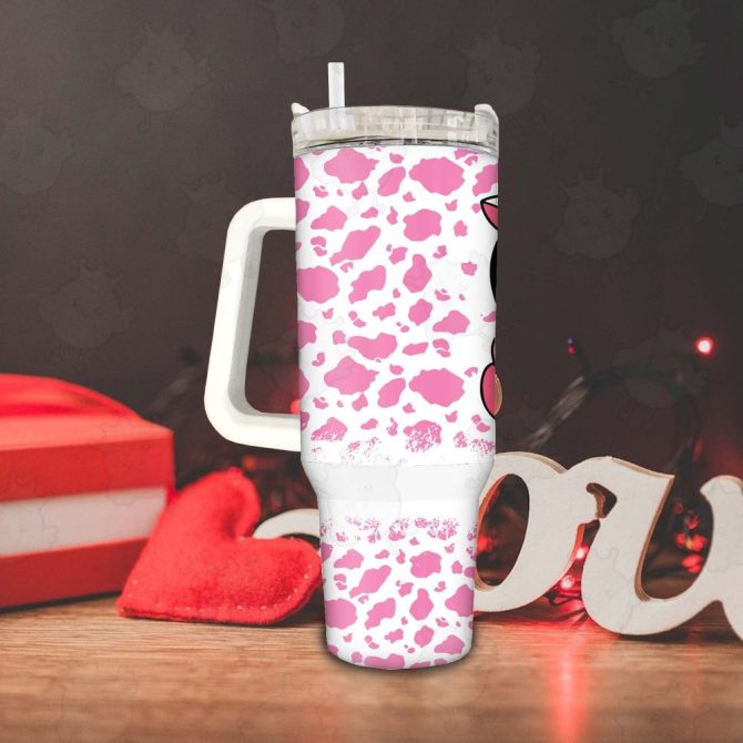 Hello Kitty Cowprint Sanrio Cartoon Custom Stanley Quencher 40Oz Stainless Steel Tumbler With Handle - Image 4