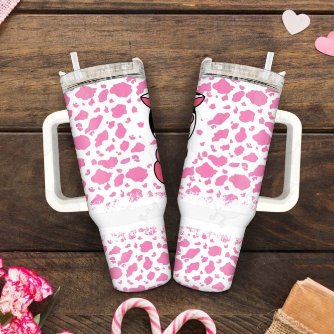 Hello Kitty Cowprint Sanrio Cartoon Custom Stanley Quencher 40Oz Stainless Steel Tumbler With Handle - Image 3