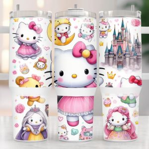 Hello Kitty Sanrio Cartoon Custom Stanley Quencher 40Oz Stainless Steel Tumbler With Handle