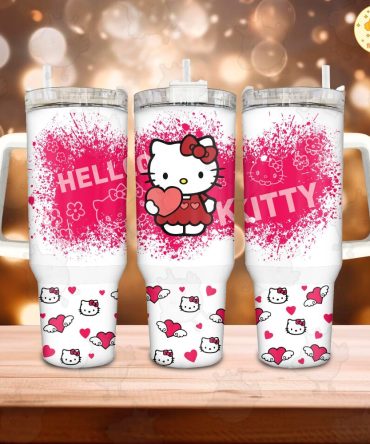 Hello Kitty Sanrio Cartoon Custom Stanley Quencher 40Oz Stainless Steel Tumbler With Handle