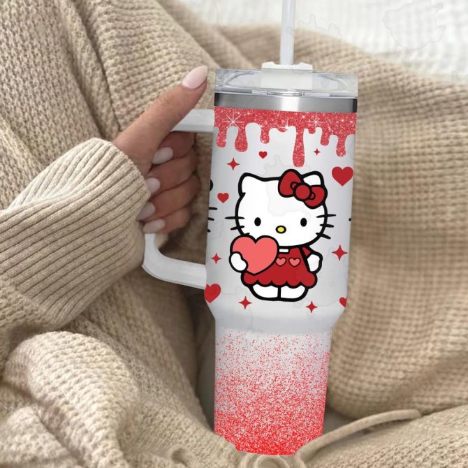 Hello Kitty Sanrio Cartoon Custom Stanley Quencher 40Oz Stainless Steel Tumbler With Handle - Image 2