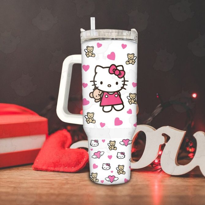 Hello Kitty Sanrio Cartoon Custom Stanley Quencher 40Oz Stainless Steel Tumbler With Handle - Image 3