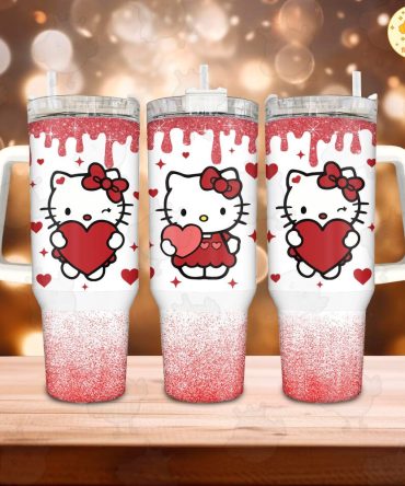 Hello Kitty Sanrio Cartoon Custom Stanley Quencher 40Oz Stainless Steel Tumbler With Handle