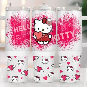 Hello Kitty Sanrio Cartoon Custom Stanley Quencher 40Oz Stainless Steel Tumbler With Handle