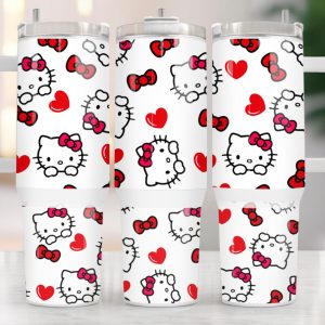 Hello Kitty Sanrio Cartoon Custom Stanley Quencher 40Oz Stainless Steel Tumbler With Handle