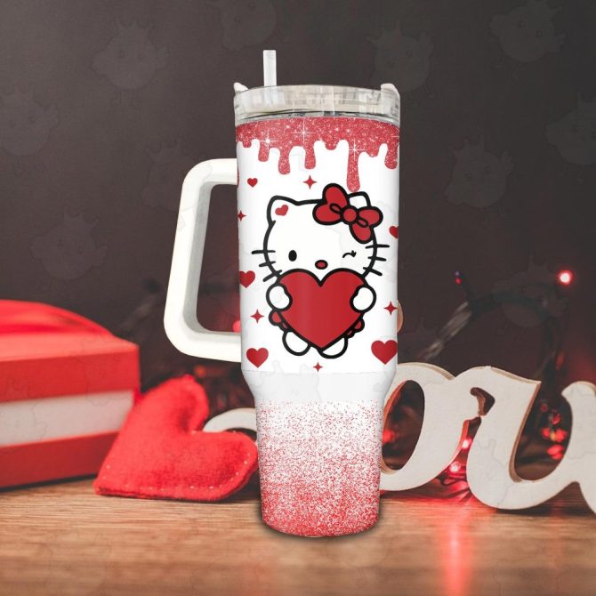Hello Kitty Sanrio Cartoon Custom Stanley Quencher 40Oz Stainless Steel Tumbler With Handle - Image 4