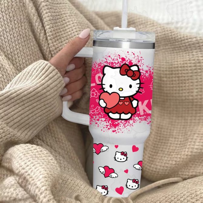 Hello Kitty Sanrio Cartoon Custom Stanley Quencher 40Oz Stainless Steel Tumbler With Handle - Image 2