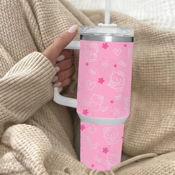 Hello Kitty Sanrio Cartoon Custom Stanley Quencher 40Oz Stainless Steel Tumbler With Handle - Image 2