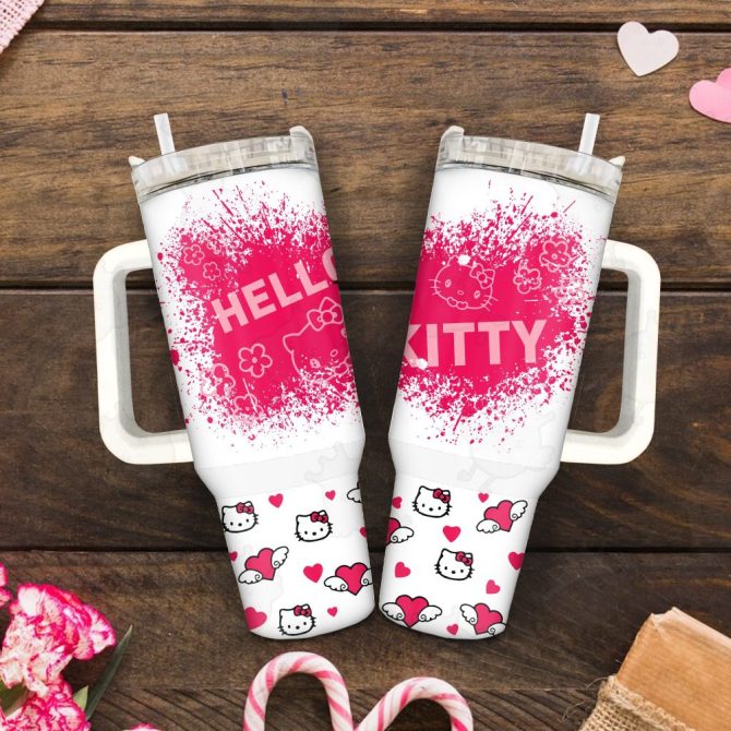 Hello Kitty Sanrio Cartoon Custom Stanley Quencher 40Oz Stainless Steel Tumbler With Handle - Image 3