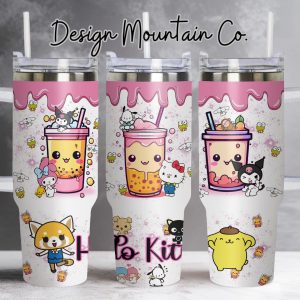 Hello Kitty: The Adventures Of Kuromi Sanrio Cartoon Custom Stanley Quencher 40Oz Stainless Steel Tumbler With Handle