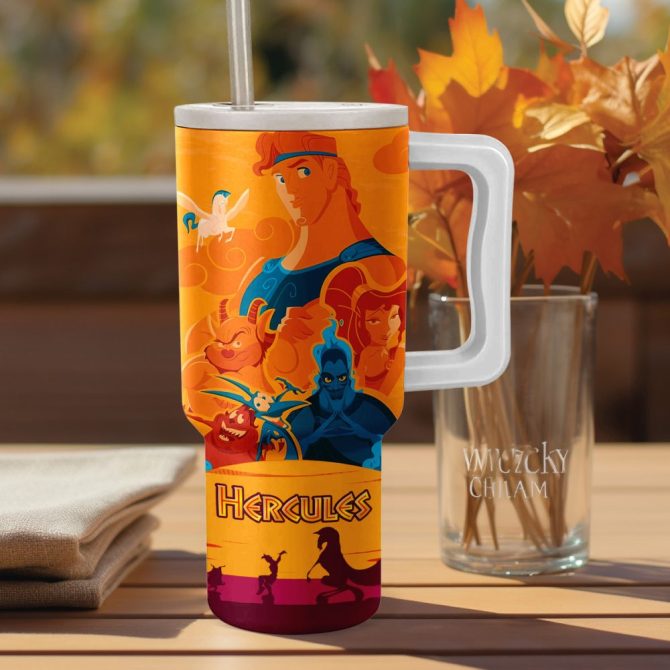 Hercules Disney Cartoon Custom Stanley Quencher 40Oz Stainless Steel Tumbler With Handle - Image 2