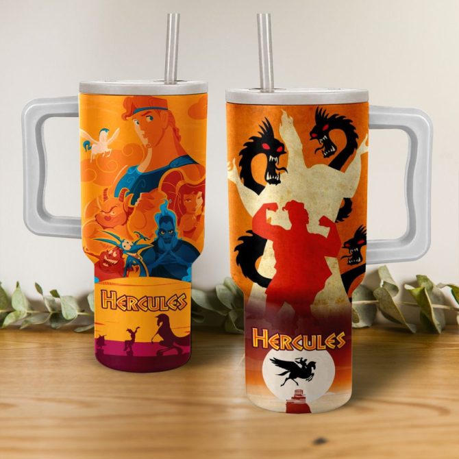 Hercules Disney Cartoon Custom Stanley Quencher 40Oz Stainless Steel Tumbler With Handle