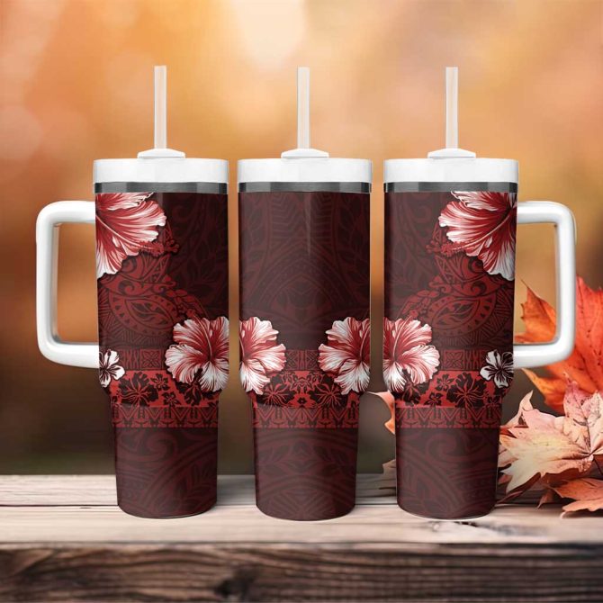 Hibiscus Flowers Custom Stanley Quencher 40Oz Stainless Steel Tumbler - Image 4