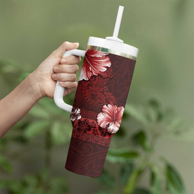 Hibiscus Flowers Custom Stanley Quencher 40Oz Stainless Steel Tumbler - Image 3