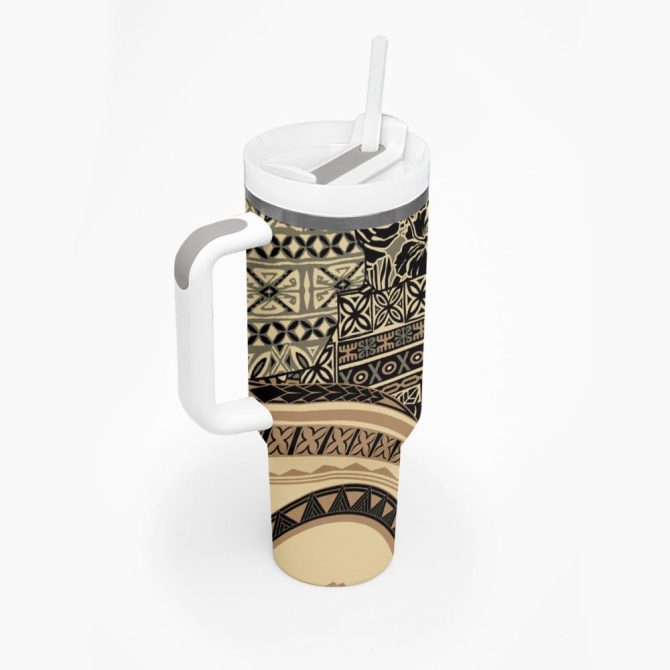 Hibiscus Tribal Vintage Custom Stanley Quencher 40Oz Stainless Steel Tumbler - Image 3