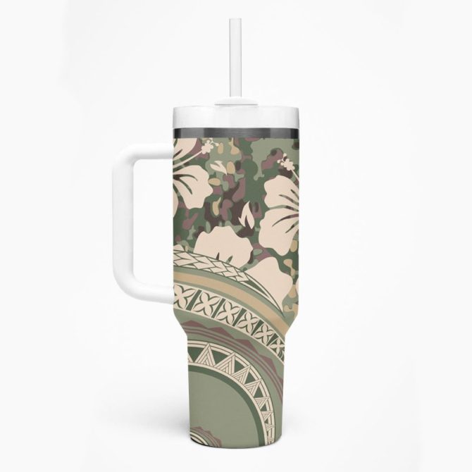 Hibiscus Tribal Vintage Custom Stanley Quencher 40Oz Stainless Steel Tumbler - Image 2
