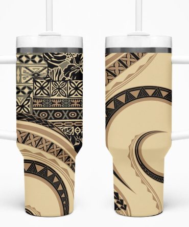 Hibiscus Tribal Vintage Custom Stanley Quencher 40Oz Stainless Steel Tumbler
