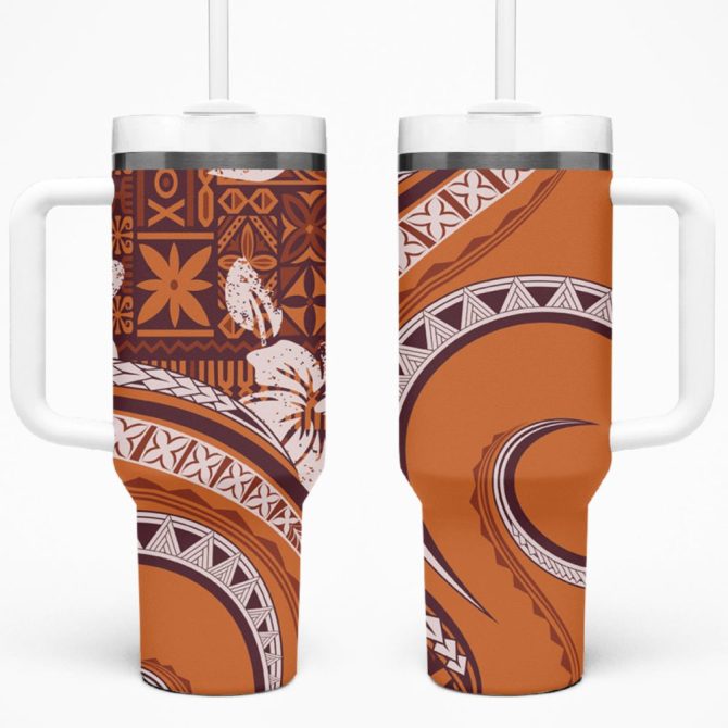 Hibiscus Tribal Vintage Custom Stanley Quencher 40Oz Stainless Steel Tumbler