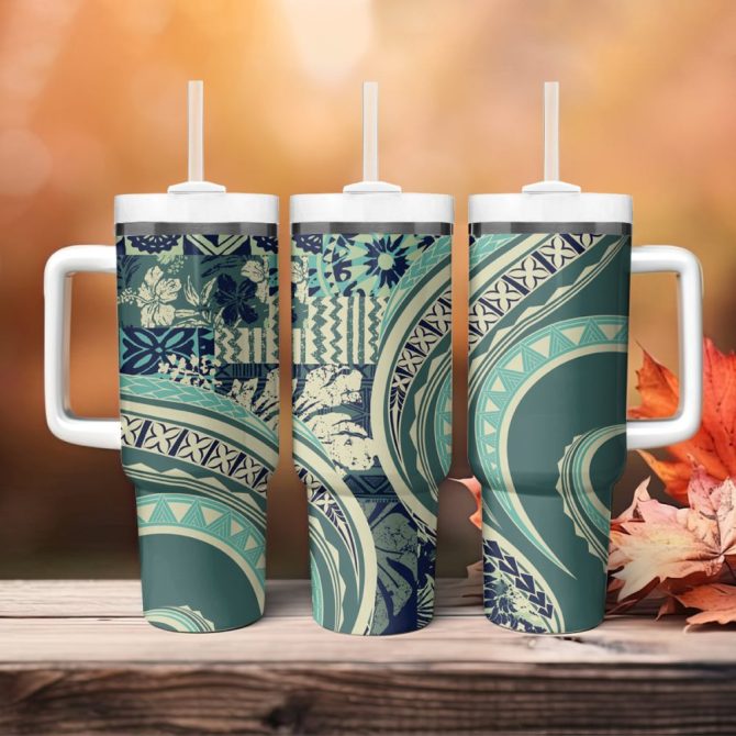 Hibiscus Tribal Vintage Custom Stanley Quencher 40Oz Stainless Steel Tumbler - Image 5