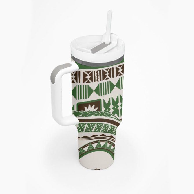 Hibiscus Tribal Vintage Custom Stanley Quencher 40Oz Stainless Steel Tumbler - Image 3