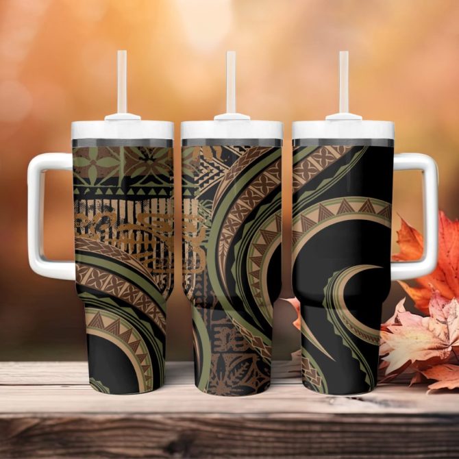 Hibiscus Tribal Vintage Custom Stanley Quencher 40Oz Stainless Steel Tumbler - Image 5