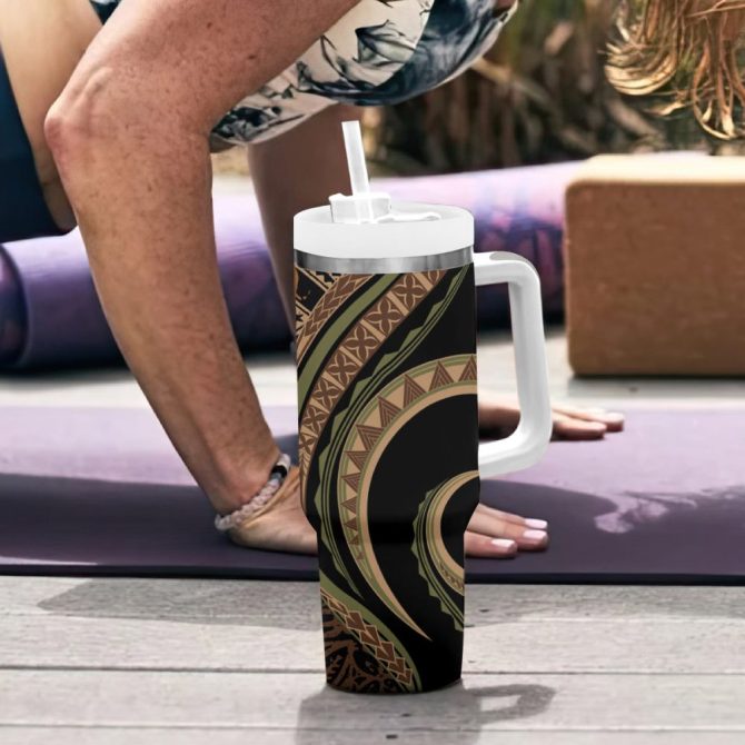 Hibiscus Tribal Vintage Custom Stanley Quencher 40Oz Stainless Steel Tumbler - Image 7