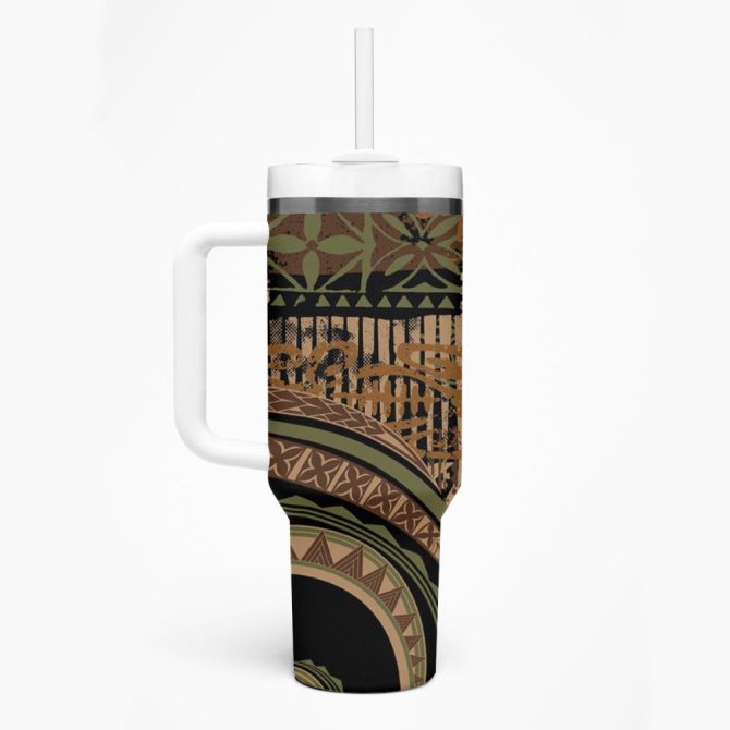 Hibiscus Tribal Vintage Custom Stanley Quencher 40Oz Stainless Steel Tumbler - Image 2