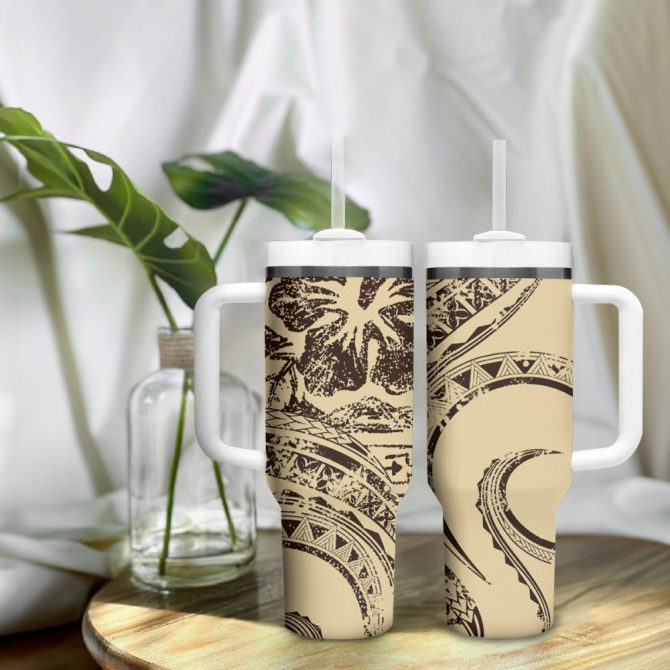 Hibiscus Tribal Vintage Custom Stanley Quencher 40Oz Stainless Steel Tumbler - Image 10