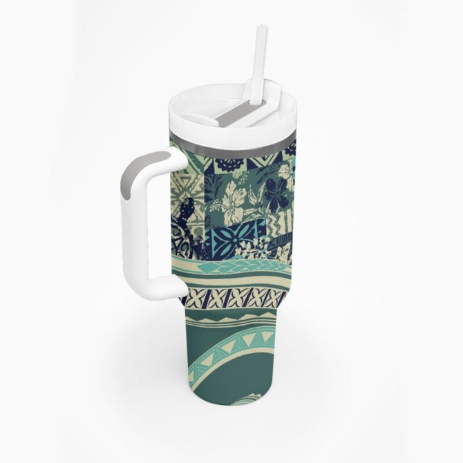 Hibiscus Tribal Vintage Custom Stanley Quencher 40Oz Stainless Steel Tumbler - Image 3