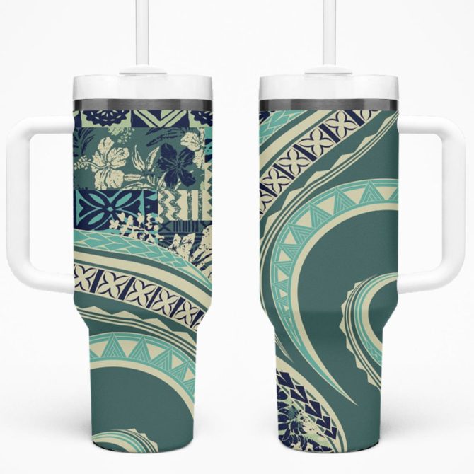 Hibiscus Tribal Vintage Custom Stanley Quencher 40Oz Stainless Steel Tumbler