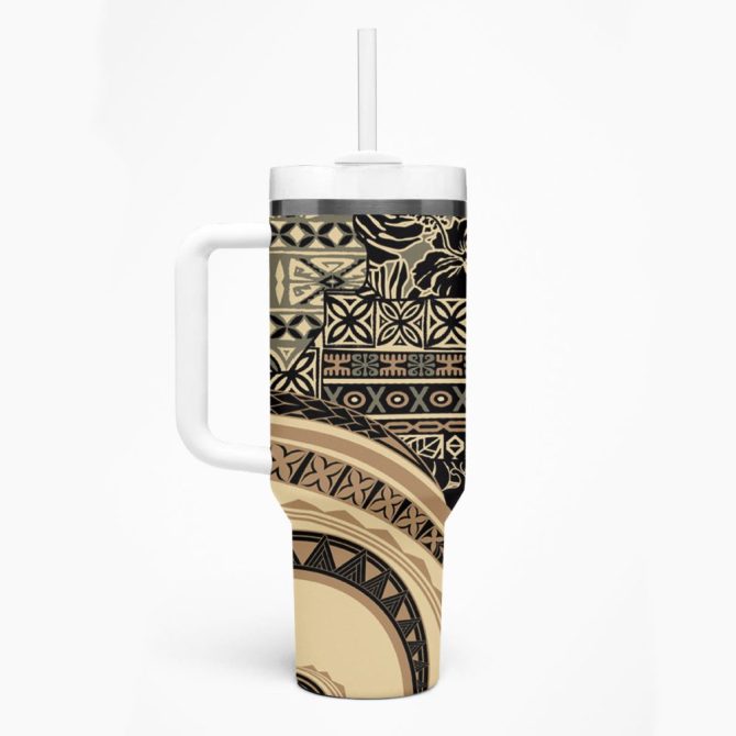 Hibiscus Tribal Vintage Custom Stanley Quencher 40Oz Stainless Steel Tumbler - Image 2