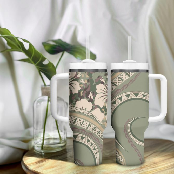 Hibiscus Tribal Vintage Custom Stanley Quencher 40Oz Stainless Steel Tumbler - Image 10